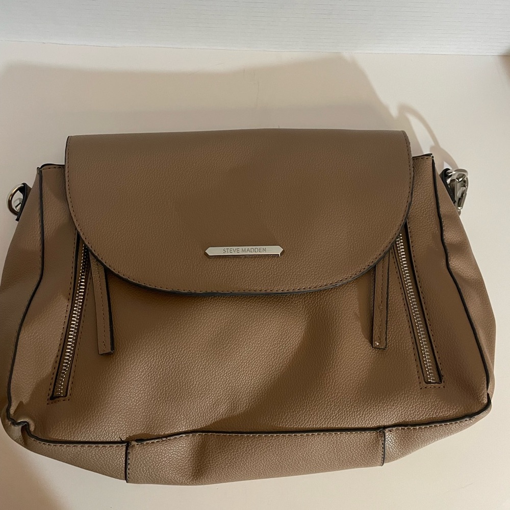 Steve Madden Tan Faux Leather Tote Bag Purse